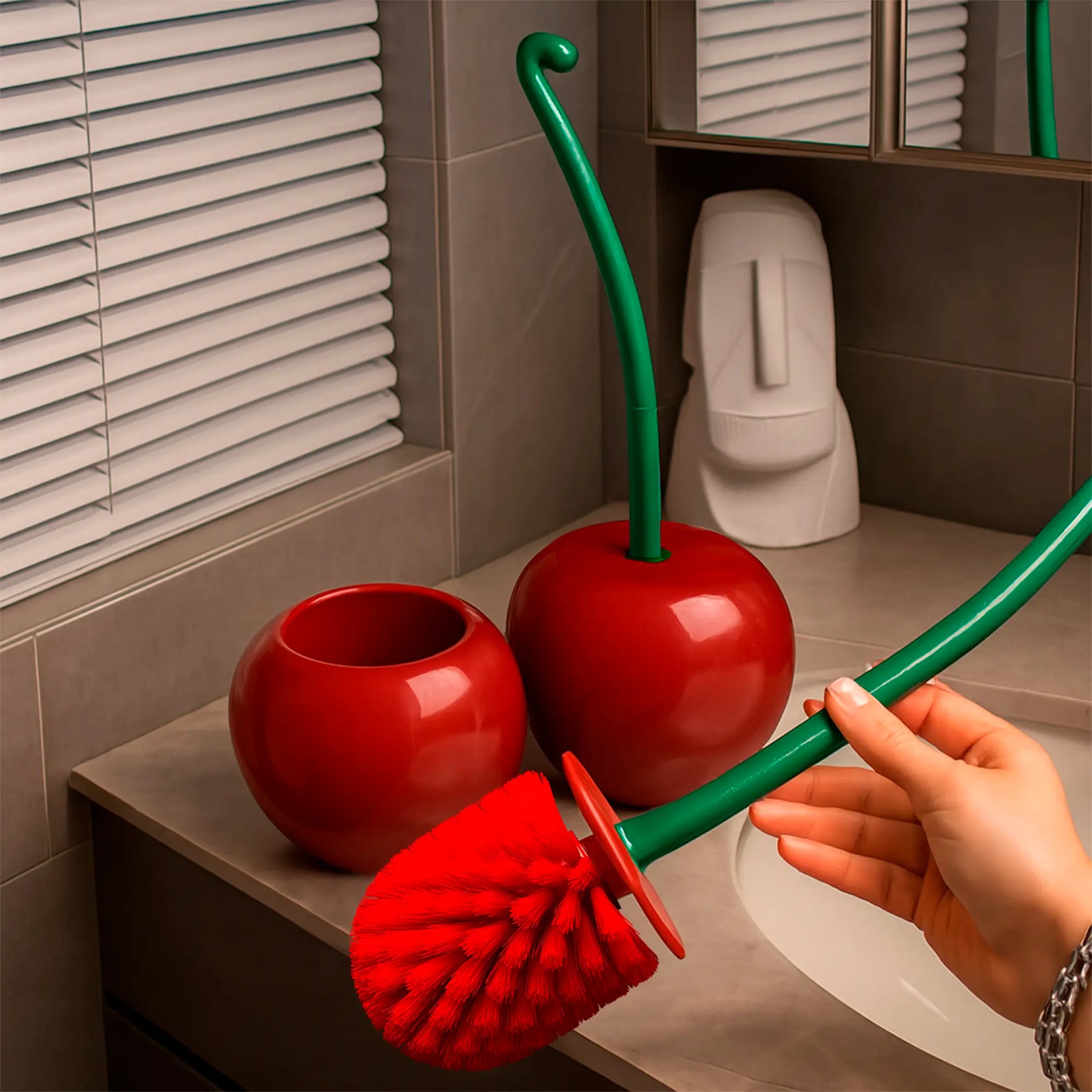 Escova Sanitária Cereja com Suporte Marrausi