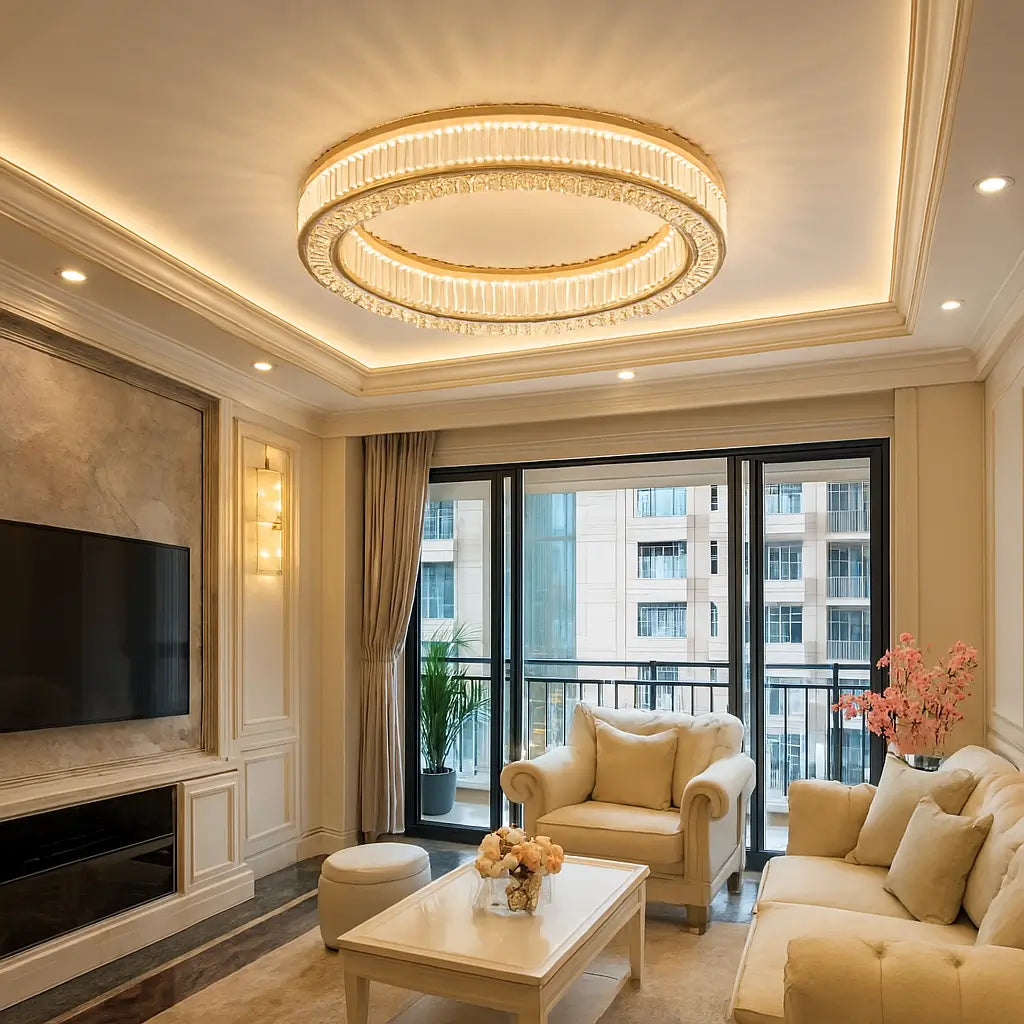 Lustre para Sala Circular Modelo Gold Marrausi