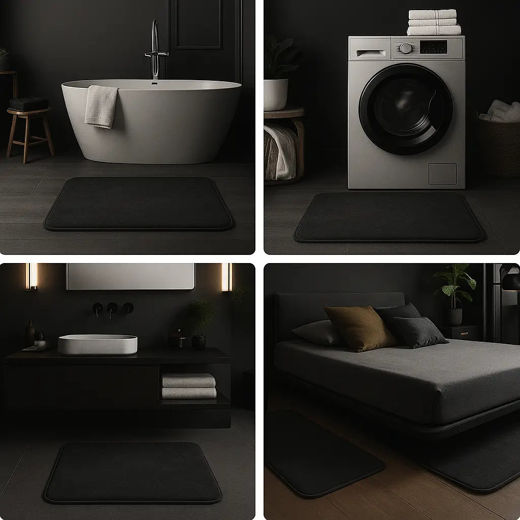 Tapete Antiderrapante Preto Absorvente de Água Marrausi