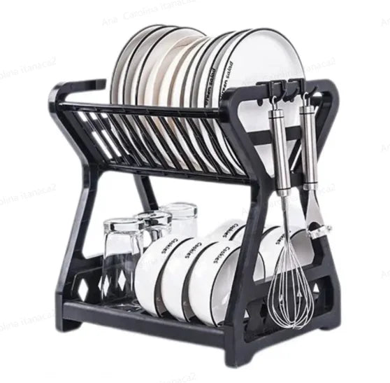 Drainer Dinnerware Double Layer Countertop Kitchen Support Dishes Cage Chopsticks Organizer Practical Storage