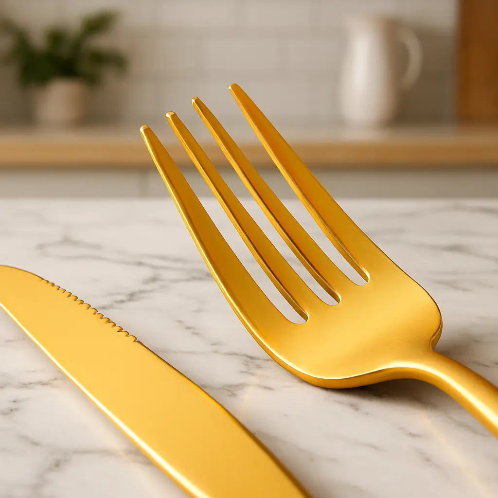 Conjunto de Talheres Modelo Modernista Gold 30 Peças Marrausi
