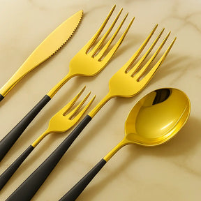 Conjunto de Talheres Modelo Modernista Gold 30 Peças Marrausi