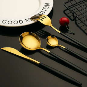 Conjunto de Talheres Modelo Modernista Gold 30 Peças Marrausi