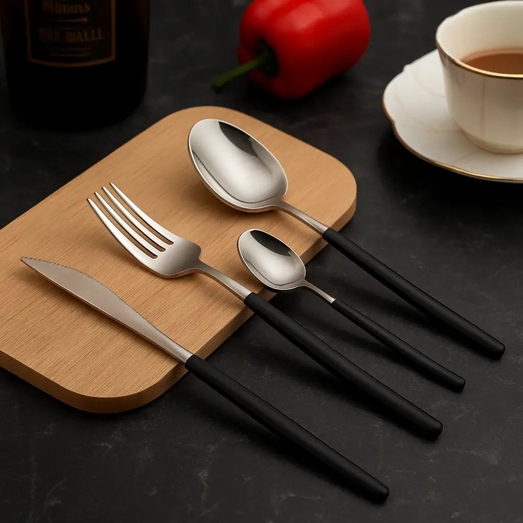 Conjunto de Talheres Modelo Modernista Silver 30 Peças Marrausi