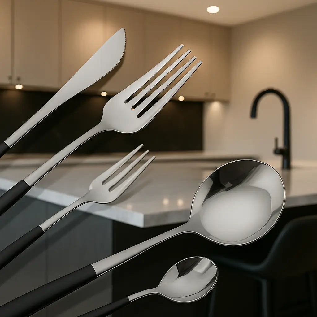 Conjunto de Talheres Modelo Modernista Silver 30 Peças Marrausi