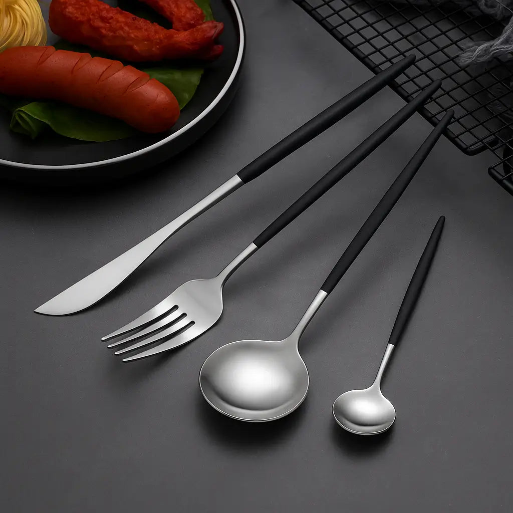 Conjunto de Talheres Modelo Modernista Silver 30 Peças Marrausi