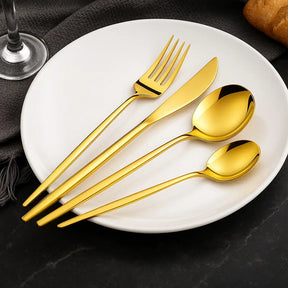Conjunto de Talheres Modelo New Gold 30 Peças Marrausi