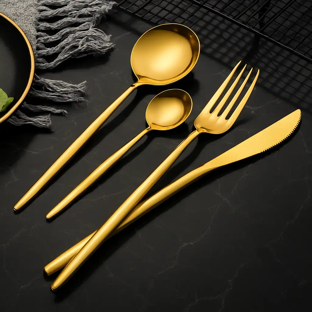 Conjunto de Talheres Modelo New Gold 30 Peças Marrausi