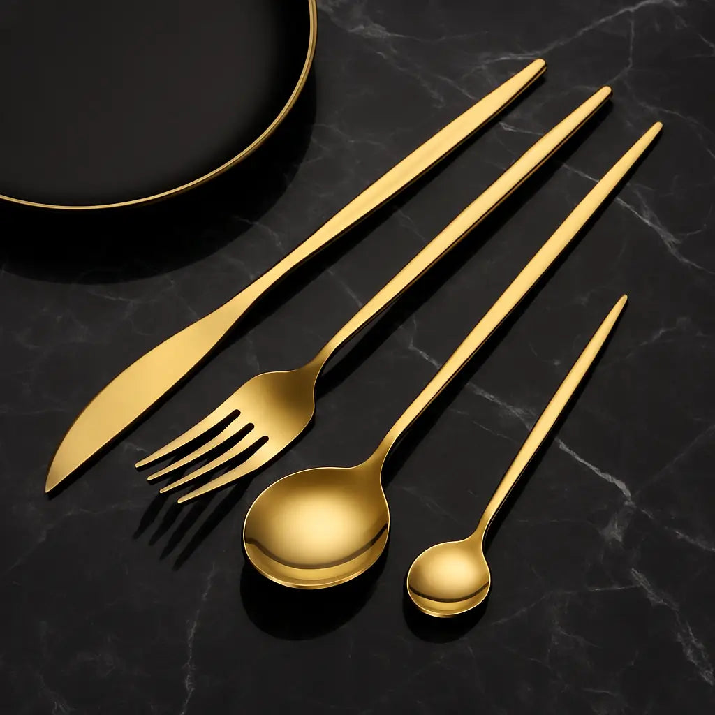 Conjunto de Talheres Modelo New Gold 30 Peças Marrausi