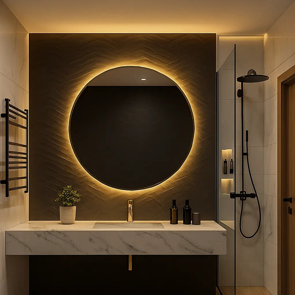 Espelho Redondo Banheiro com Led Marrausi