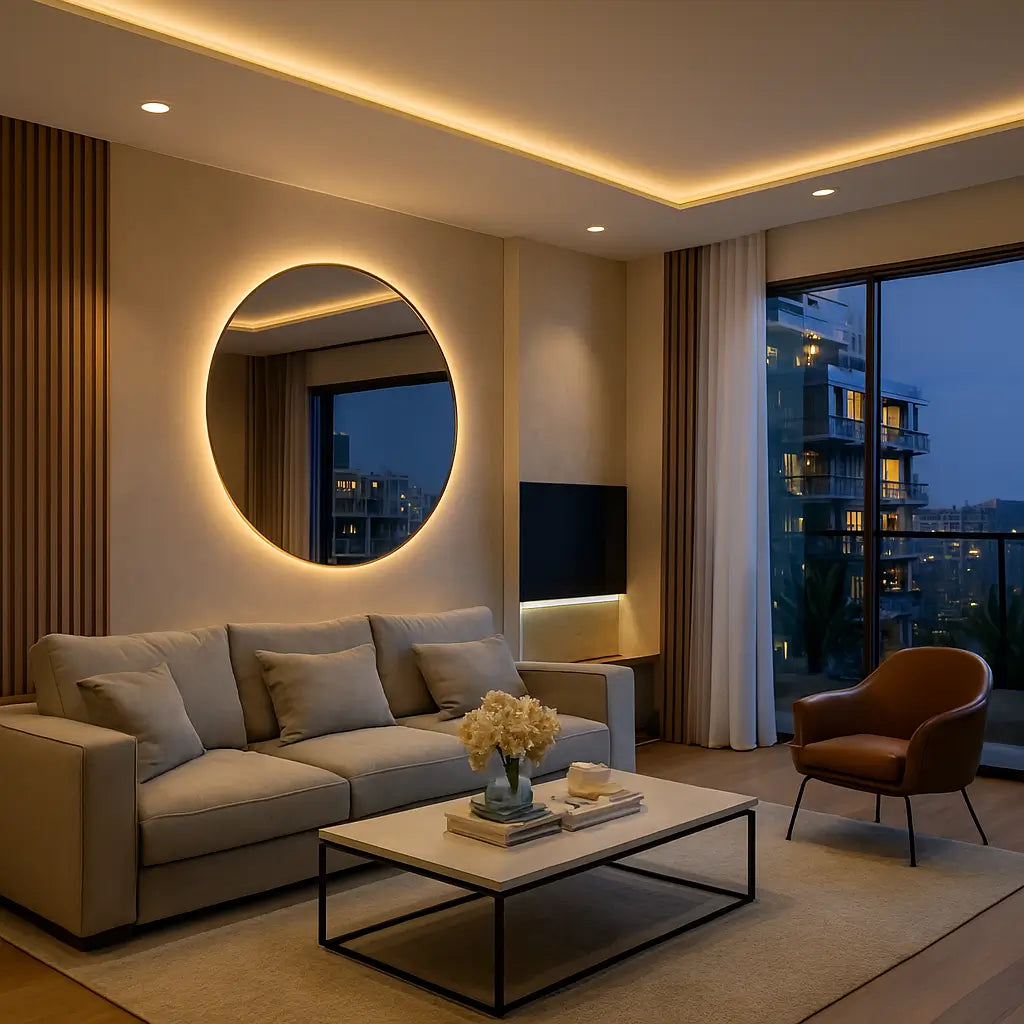 Espelho Redondo Banheiro com Led Marrausi