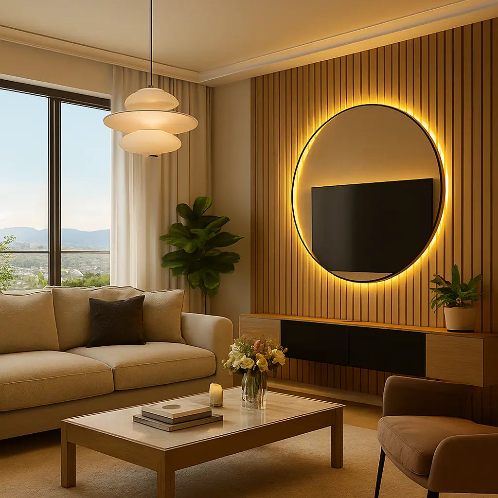 Espelho Redondo Banheiro com Led Marrausi