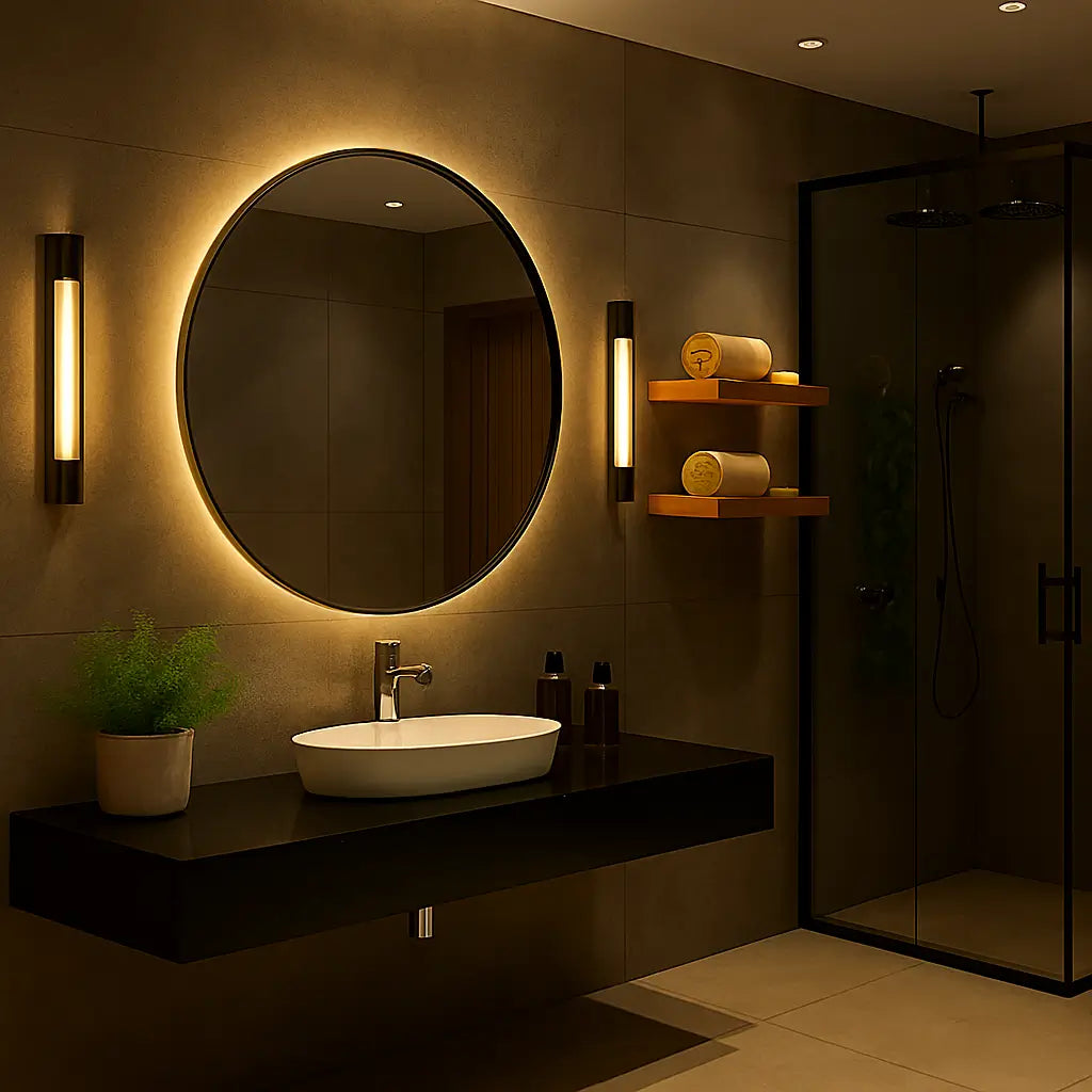 Espelho Redondo Banheiro com Led Marrausi