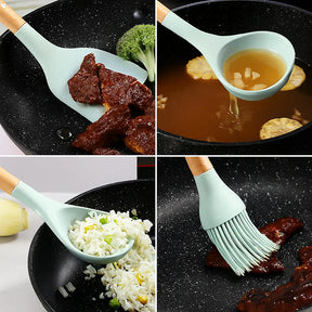Kit Utensílios de Silicone Verde para Cozinha 12 Peças Marrausi