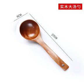 Wooden Spatula Wooden Spoon Frying Spatula Solid Wood High Temperature Resistant Soup Spoon No Paint No Wax Natural Material