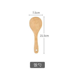 Wooden Spatula Wooden Spoon Frying Spatula Solid Wood High Temperature Resistant Soup Spoon No Paint No Wax Natural Material