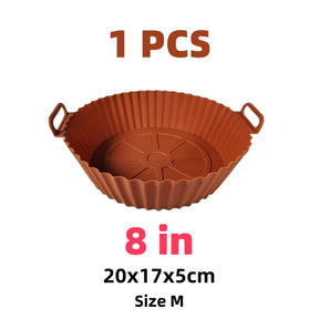 Airfryer Silicone Basket Reusable Baking Tray Silicone Mold for AirFryer Pizza Fried Chicken Basket Air Fryer Liners Accessories