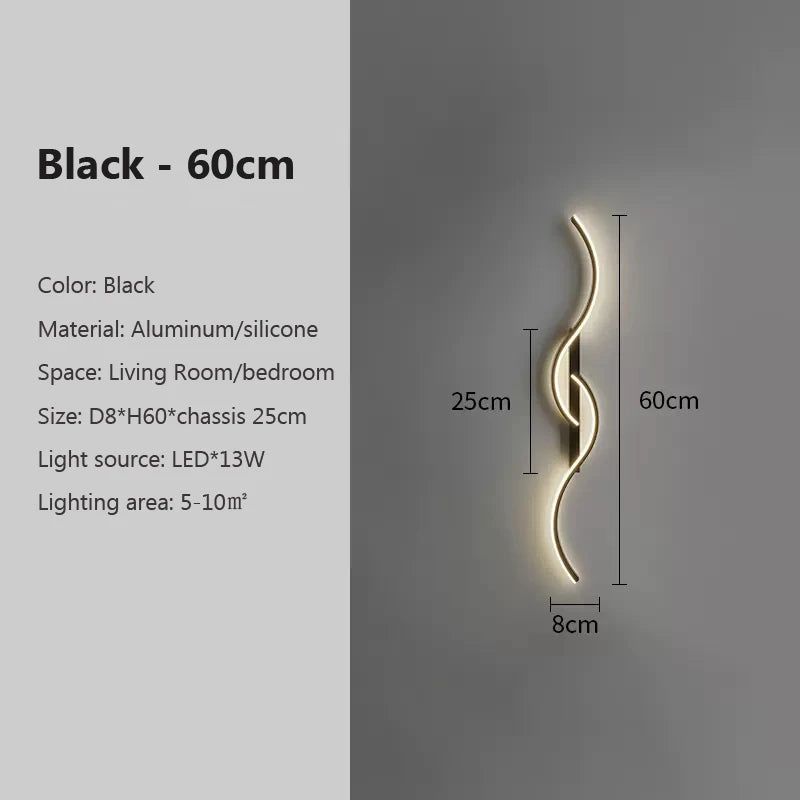 Modern LED Wall Lamp Minimalist Led Light Bedroom Bedside Long Strip Wall Sconces Living Room Home Indoor Lighting Fixture