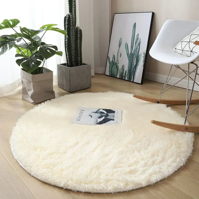 Plush round carpet living Room Decoration Children's Bedroom fluffy white carpet non-slip blanket bedside design Room play mat