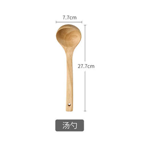 Wooden Spatula Wooden Spoon Frying Spatula Solid Wood High Temperature Resistant Soup Spoon No Paint No Wax Natural Material