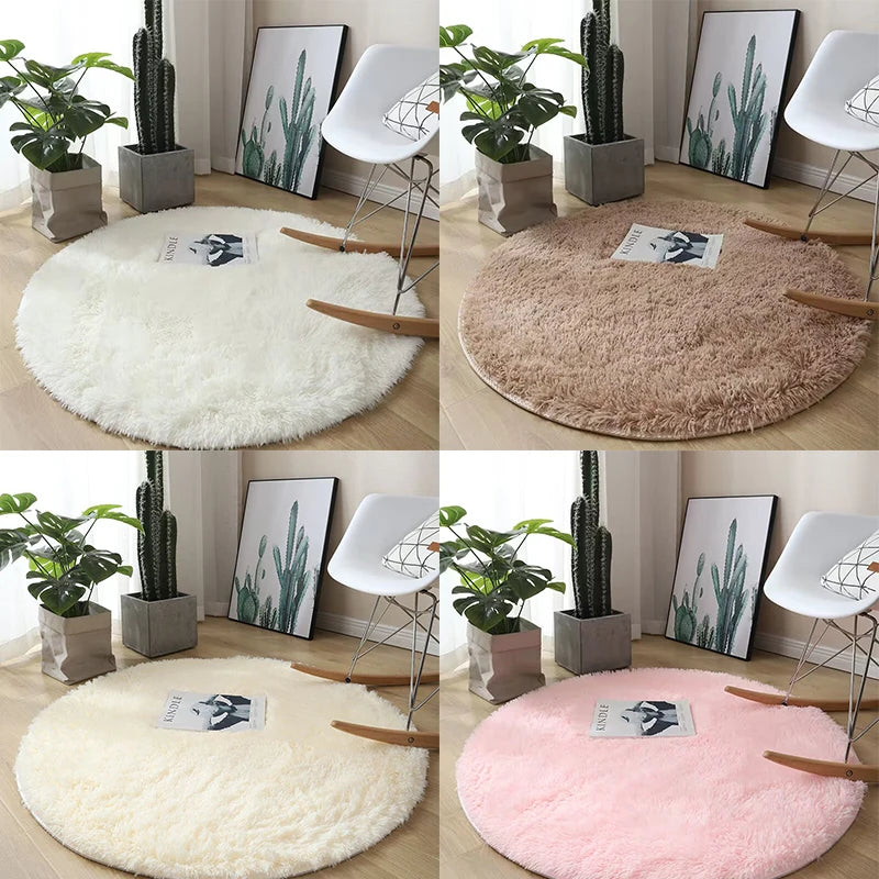 Plush round carpet living Room Decoration Children's Bedroom fluffy white carpet non-slip blanket bedside design Room play mat