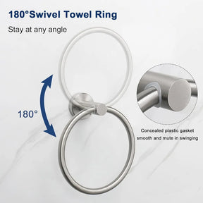 Bathroom Towel Ring Hook Hardware Accessories Storage Holder 304 Stainless Steel Hand Towel Holder Modern Round Towel Hanger