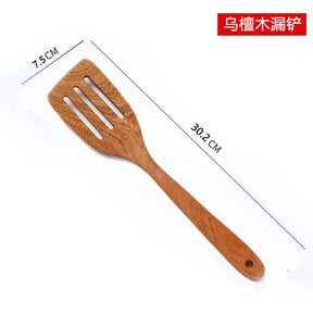 Wooden Spatula Wooden Spoon Frying Spatula Solid Wood High Temperature Resistant Soup Spoon No Paint No Wax Natural Material