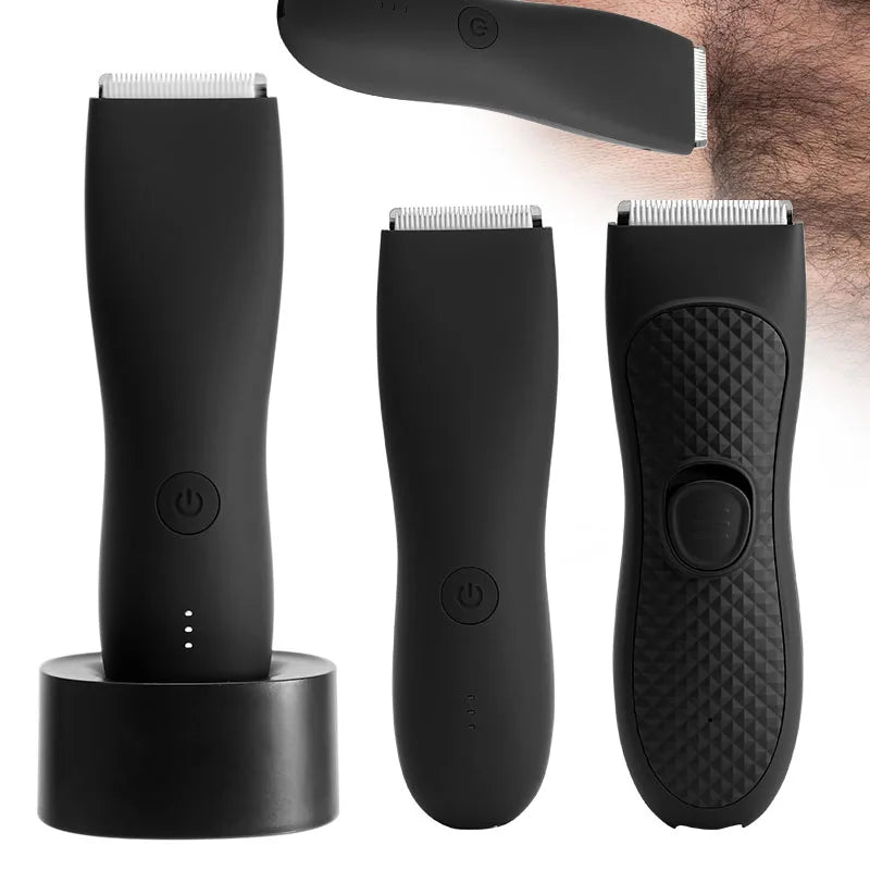 Men's Electric Groin Hair Trimmer Pubic Hair Removal Intimate Areas Body Grooming Clipper Epilator Rechargeable Shaver Razor