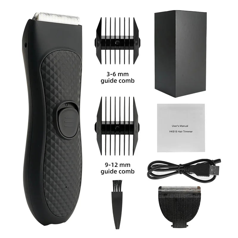 Men's Electric Groin Hair Trimmer Pubic Hair Removal Intimate Areas Body Grooming Clipper Epilator Rechargeable Shaver Razor