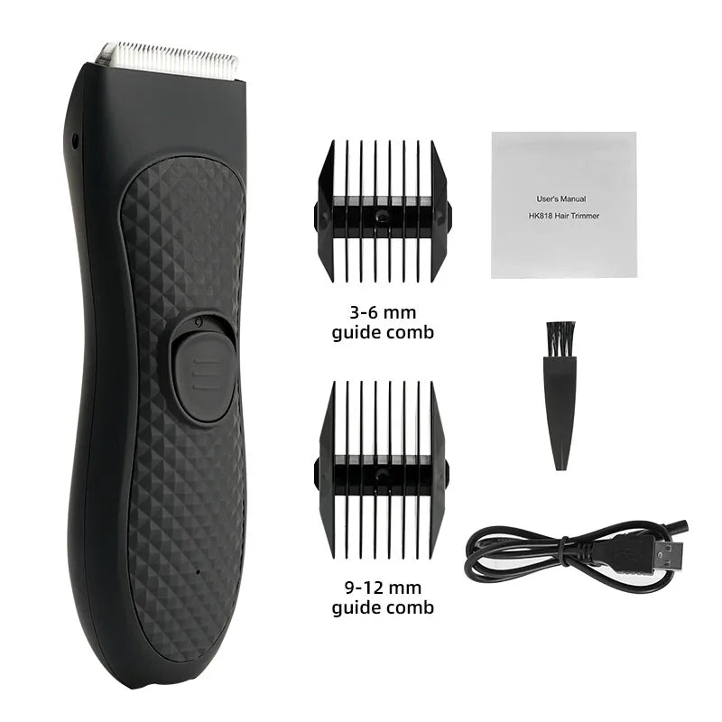 Men's Electric Groin Hair Trimmer Pubic Hair Removal Intimate Areas Body Grooming Clipper Epilator Rechargeable Shaver Razor