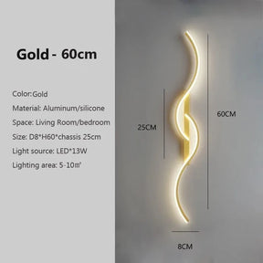 Modern LED Wall Lamp Minimalist Led Light Bedroom Bedside Long Strip Wall Sconces Living Room Home Indoor Lighting Fixture