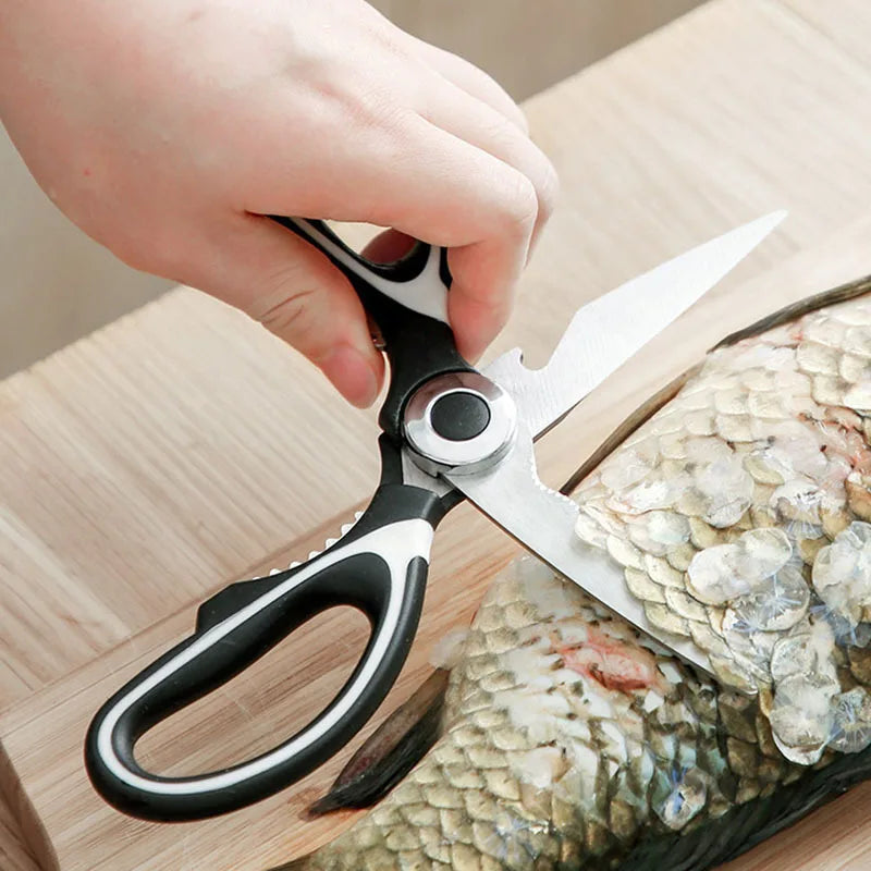 1PC Multi-Functional Scissors Kitchen Sharp Scissors Chicken Bone Scissors Fish Bone Bottle Opener Rust-Proof Non-Slip Handle