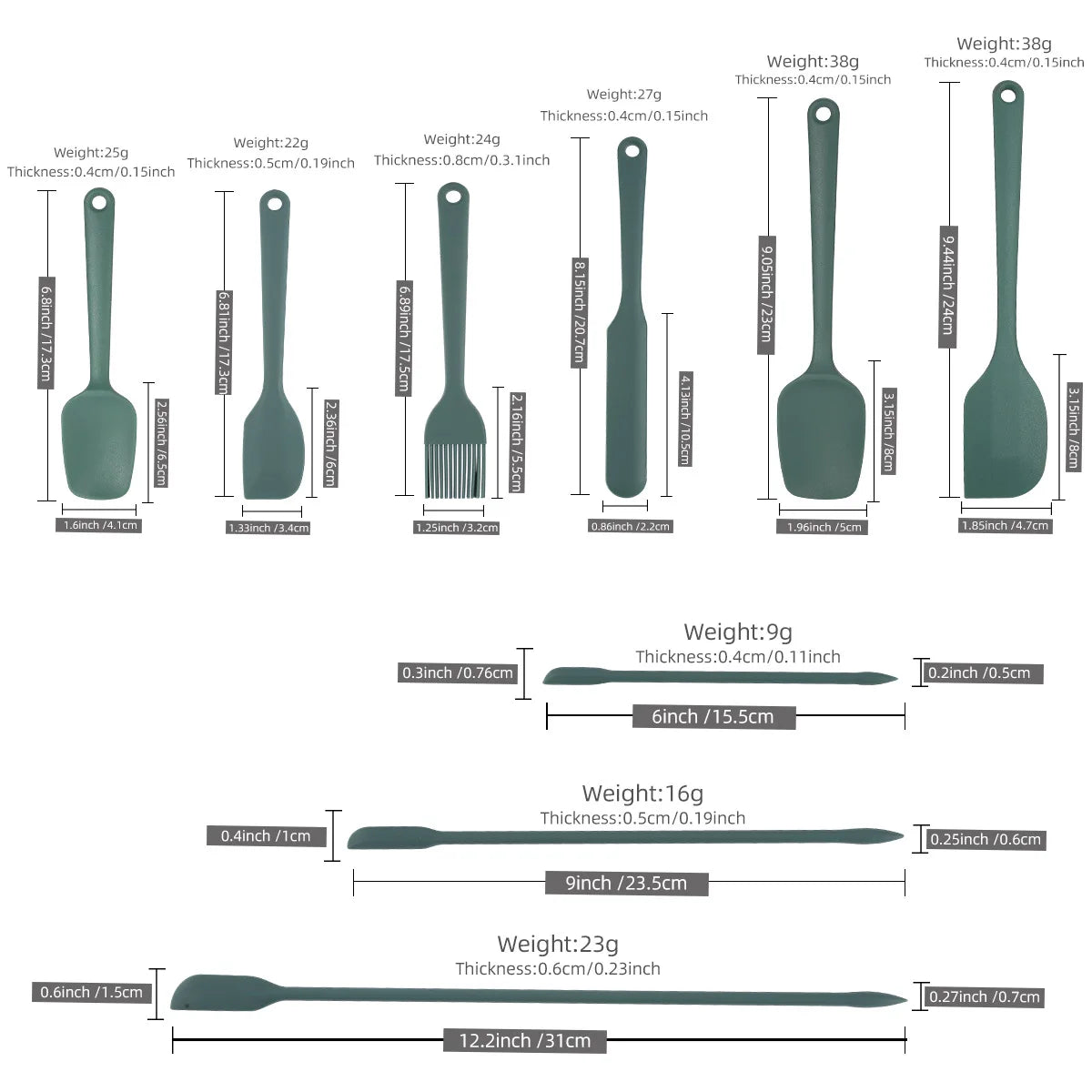 6/9 Pieces Silicone Bakeware Spatula Set Food Grade Non Stick Heat Resistant Spatulas Cooking Kitchen Essentials Baking Tools