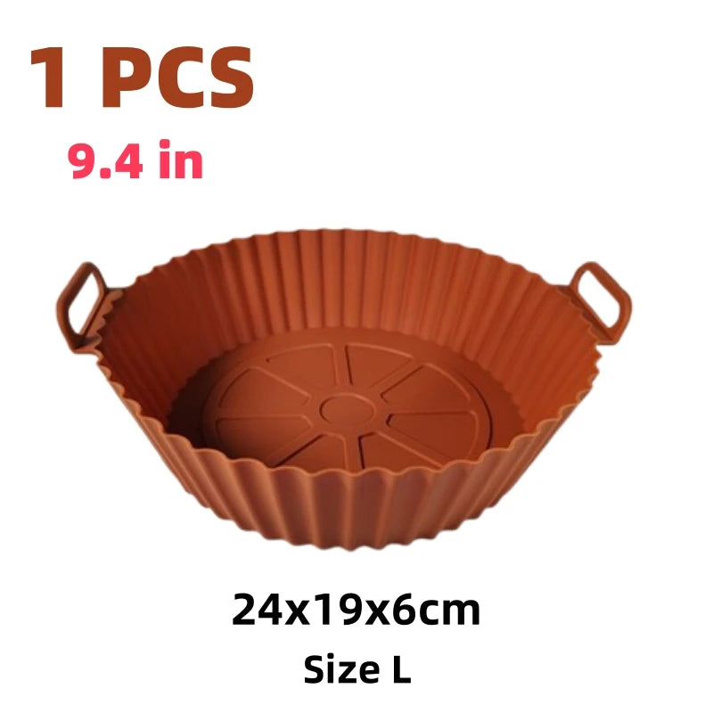 Airfryer Silicone Basket Reusable Baking Tray Silicone Mold for AirFryer Pizza Fried Chicken Basket Air Fryer Liners Accessories