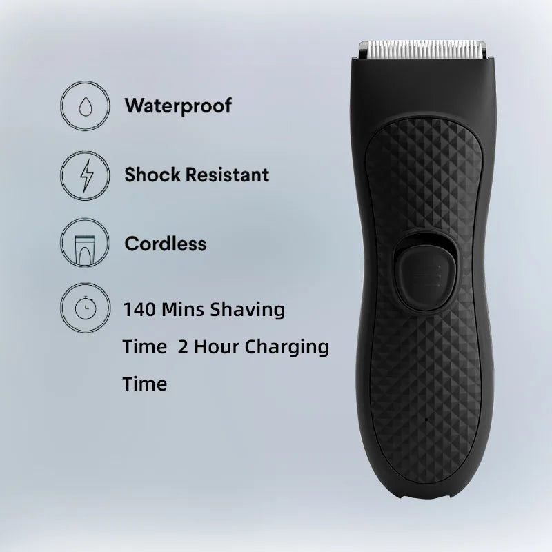 Men's Electric Groin Hair Trimmer Pubic Hair Removal Intimate Areas Body Grooming Clipper Epilator Rechargeable Shaver Razor