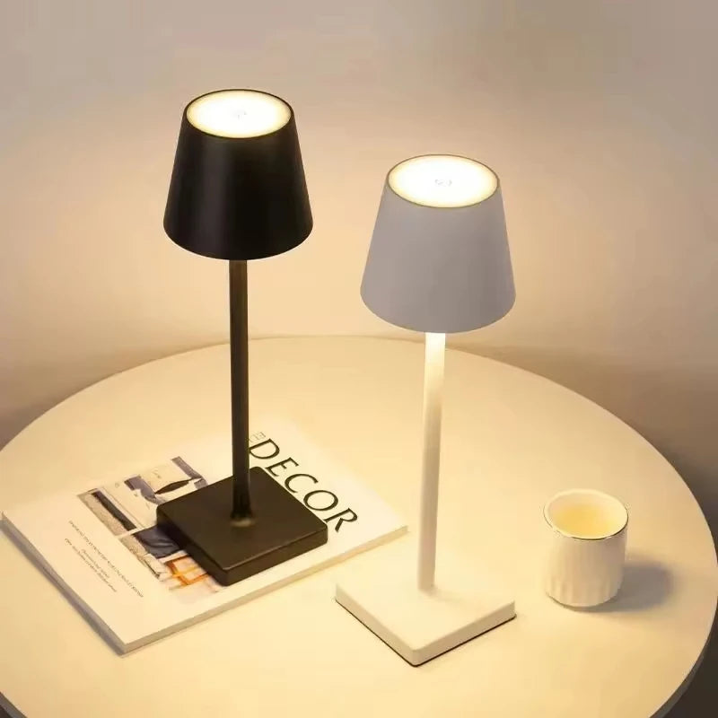 Rechargeable LED Table Lamp Touch Switch 3 Levels Dimmable Desk Lights Bar Club Dinner Creative Decorative Ambient Lighting