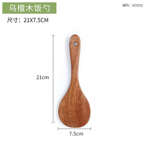 Wooden Spatula Wooden Spoon Frying Spatula Solid Wood High Temperature Resistant Soup Spoon No Paint No Wax Natural Material